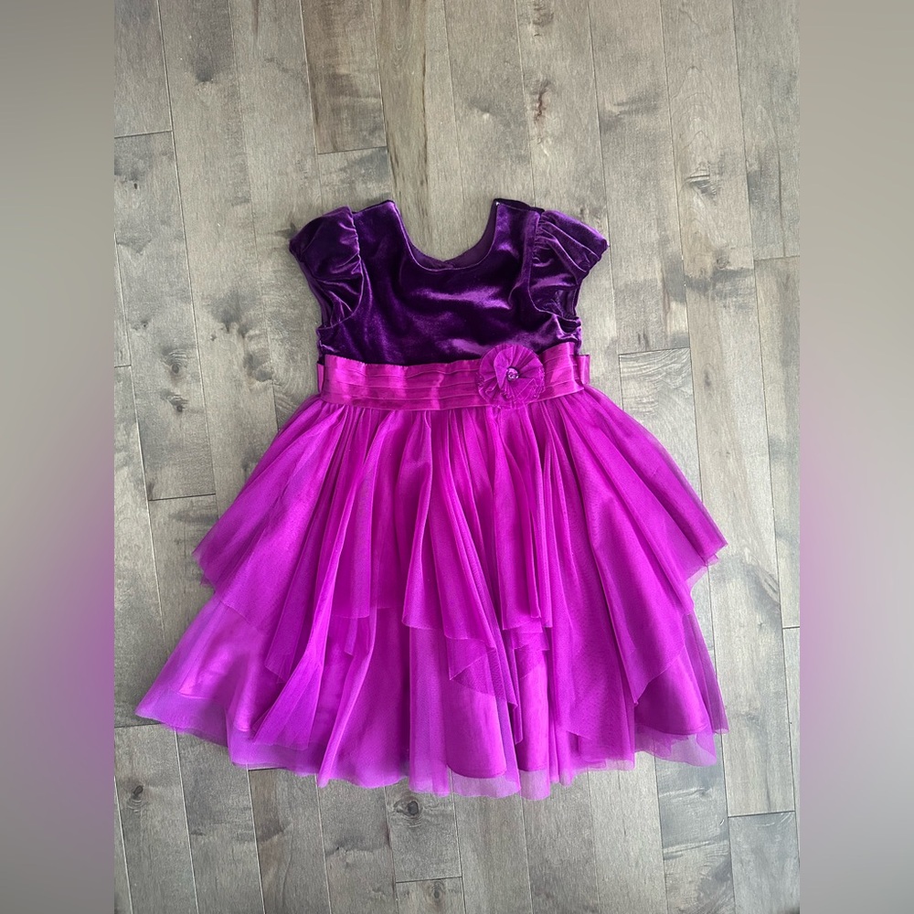 Jona Michelle Deep Purple Dress with Floral Accent - size 5 4/$25